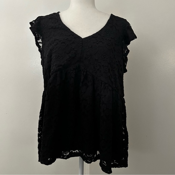 Stretch Lace V-Neck Ruffle Babydoll - Picture 5 of 6